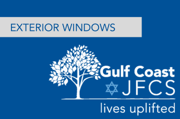 Graphic depicting language stating exterior windows and agency logo