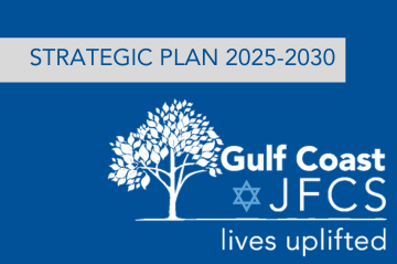 Banner: "Gulf Coast JFCS Strategic Plan & Goals 2020-2023"